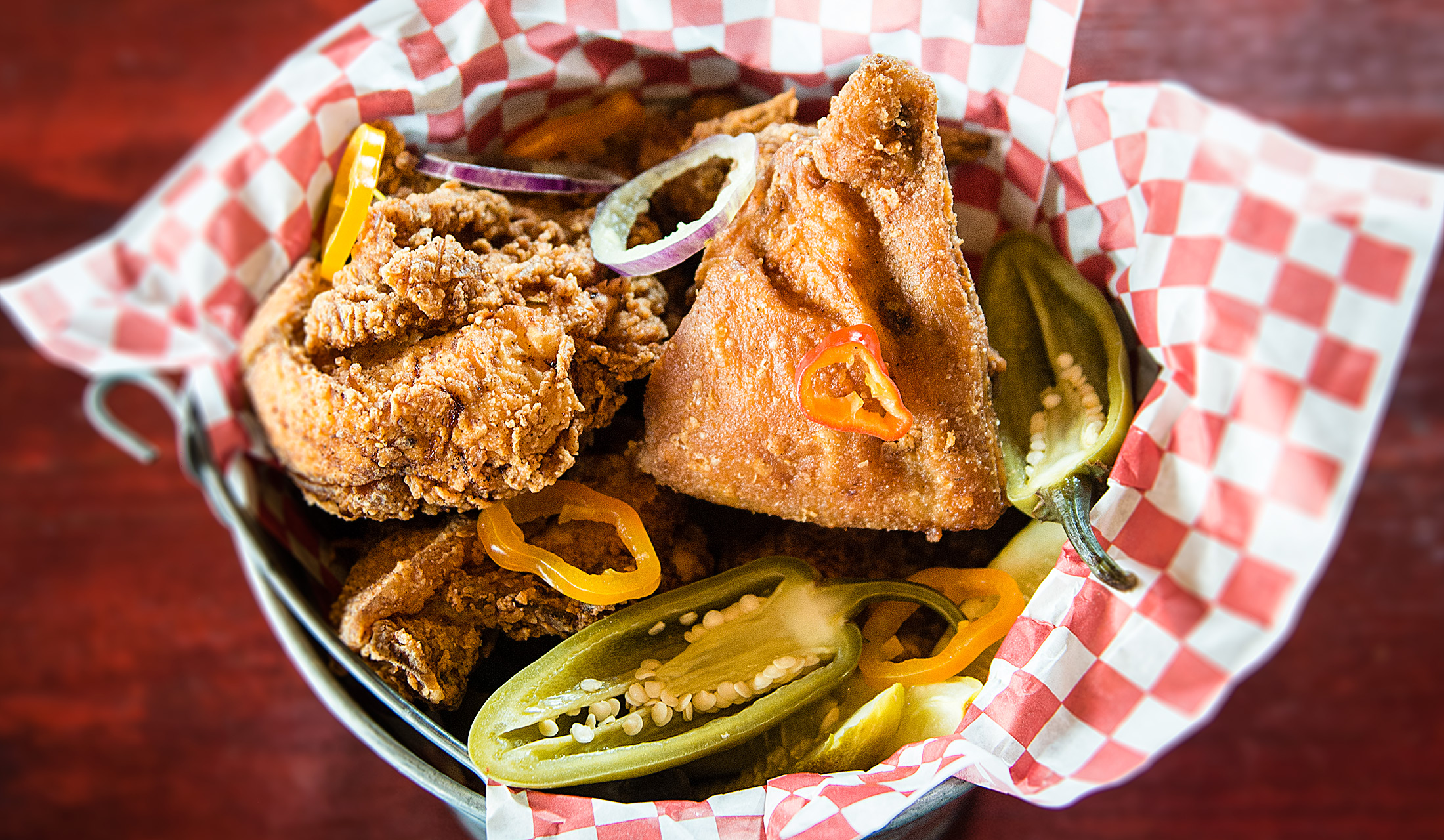 Chicken with peppers at Lucy's Fried Chicken Lake Travis