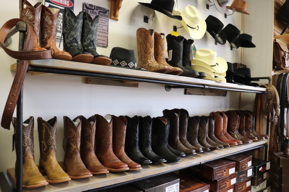 Leather Cowboy boots displayed at Texas outlaw & boot fashion