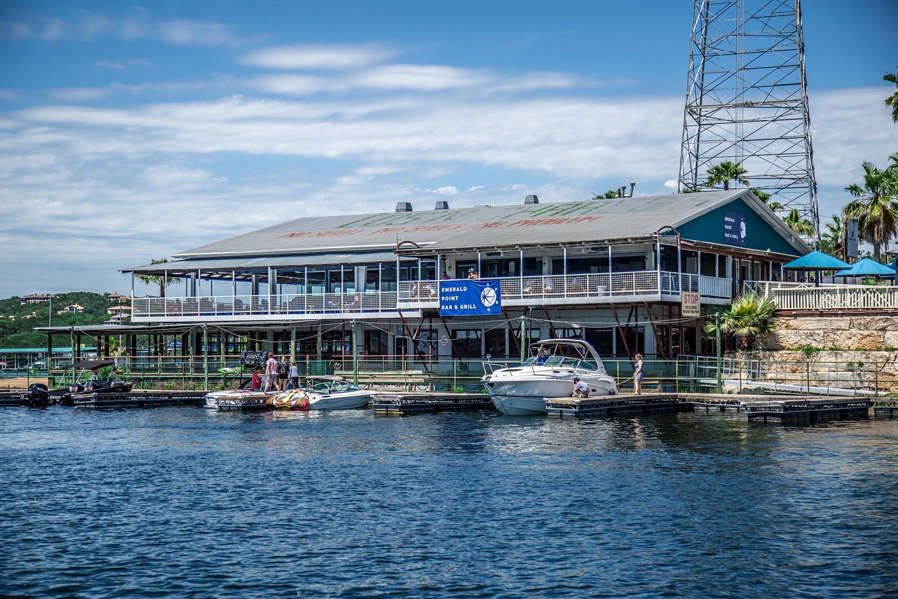 Restaurant on the water with marina Lake Travis