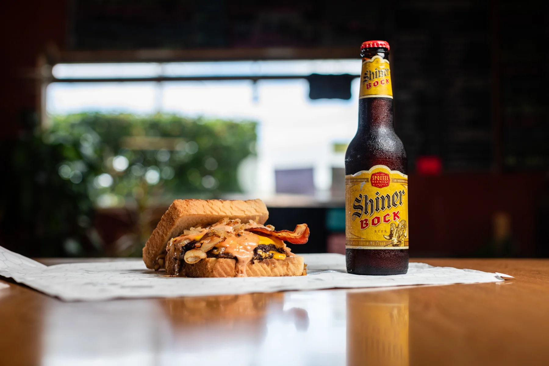 Beer and a Burger from Sandeex Hamburger Hut Texas