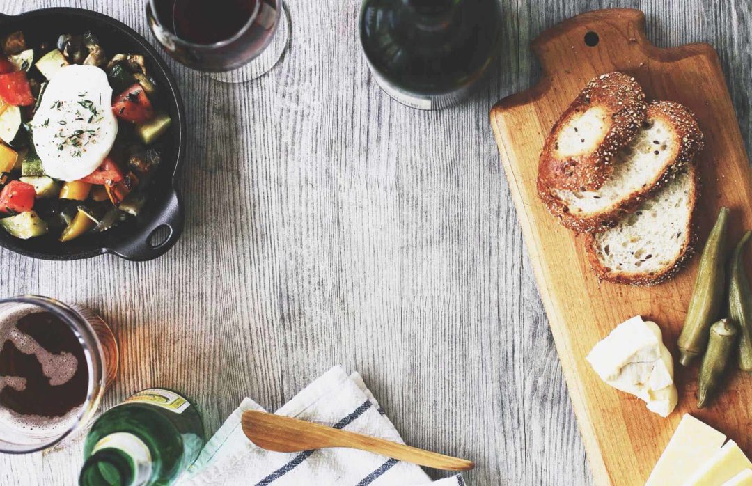 Appetizers and Drinks on a table