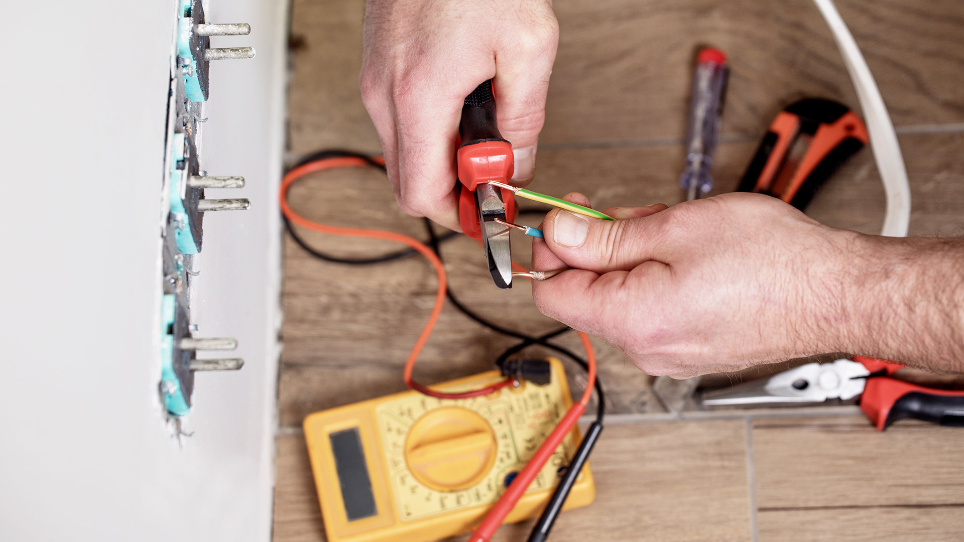 Man doing electrical work