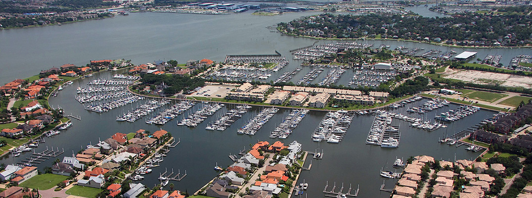 aerial shot of Waterford Marina on Lake Travis in Texas