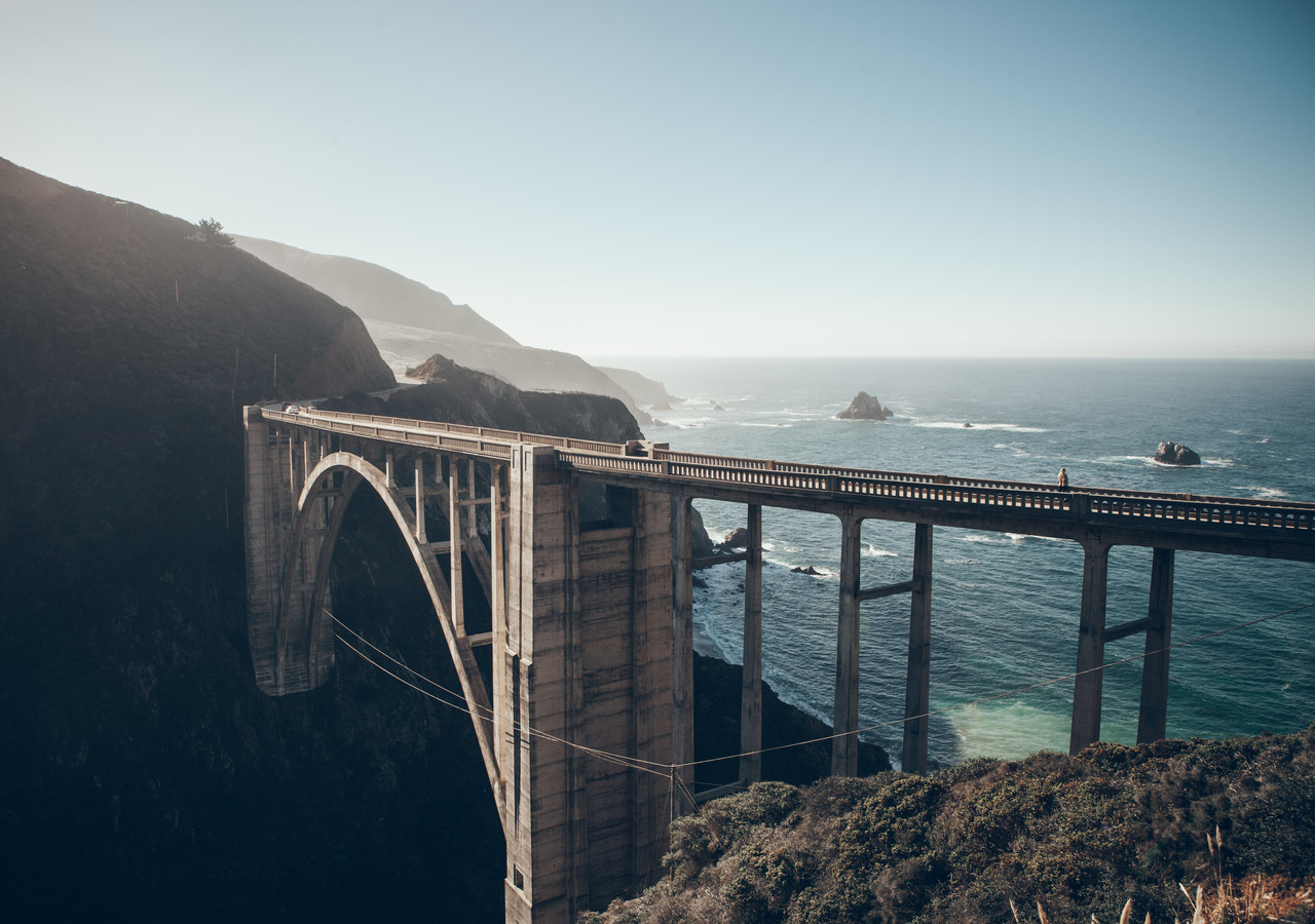 Bridge on the coast built into the sides of the cliff